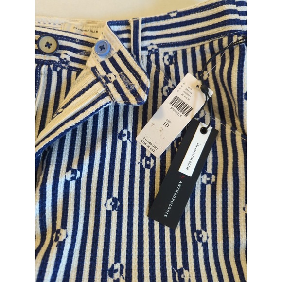 New Anthropologie The Essential Slim Pants 10 Blue Motif Stripe Easy Chic Appeal - Picture 2 of 11